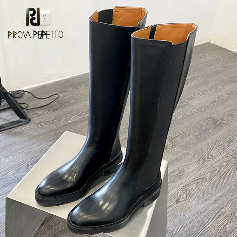 

Женские сапоги до колена, сапоги из натуральной кожи в простом рыцарском стиле на квадратном каблуке, с боковой молнией и круглым носком, зи...