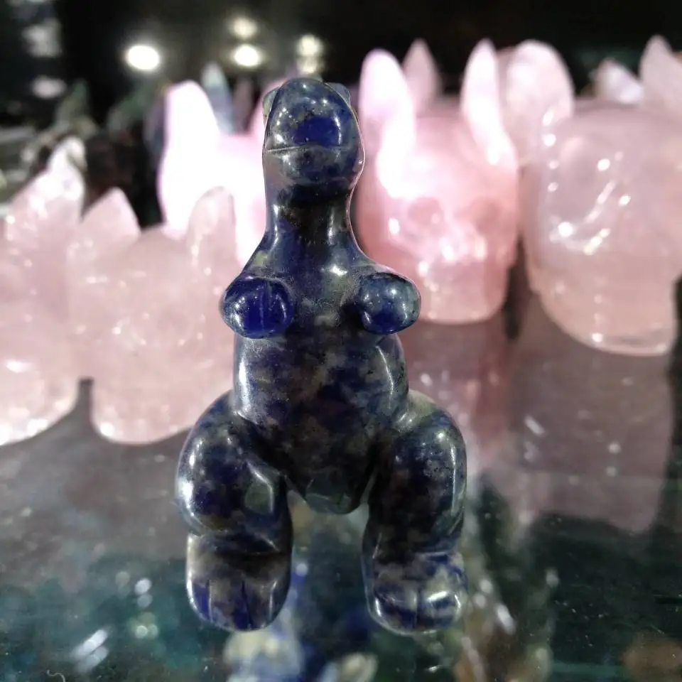 2.36&quot Natural Blue Goldstone Quartz Crystal Dinosaur Toys carved Lovely Figurine | Дом и сад