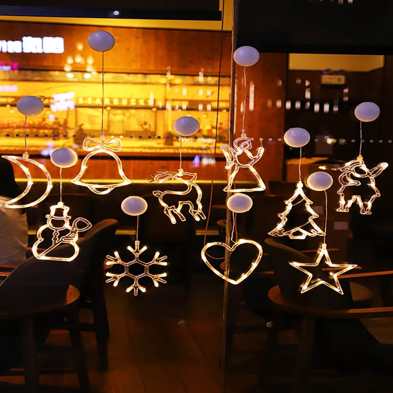 

LED Christmas Decoration LED Sucker Lights Snowman Christmas Tree Battery Lamp Bedroom Decoration Night Festival hanging lamp