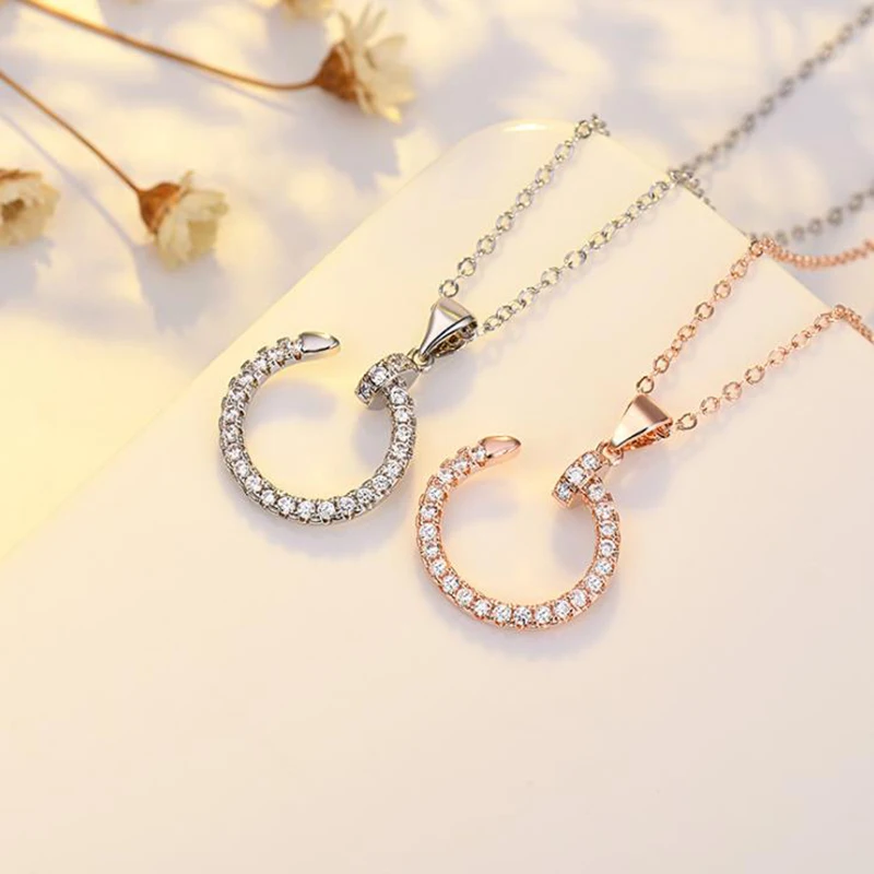 

Nail necklace female Korean version ins niche design geometric full diamond clavicle chain C-shaped wild item