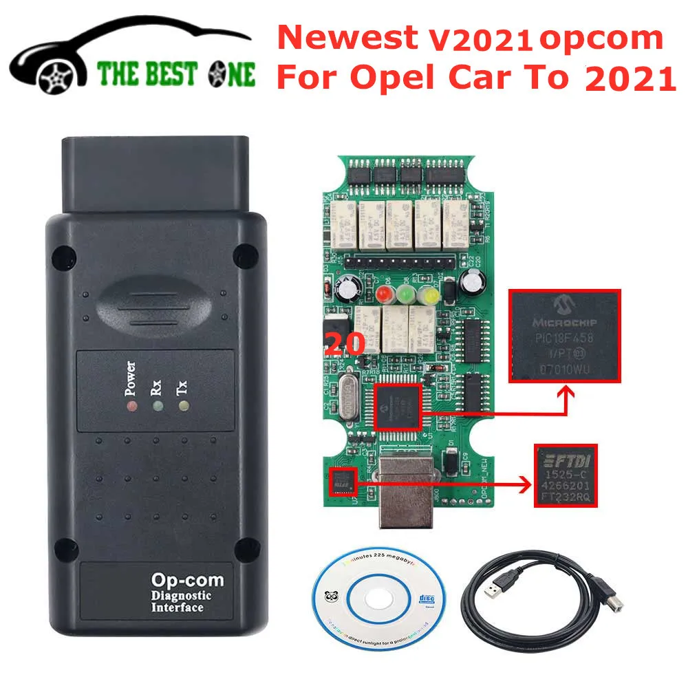 Новинка V2021 OPCOM для автомобилей Opel до 2021 года Opcom 2018 реальный FTDI PIC18F458 Op com V1.95