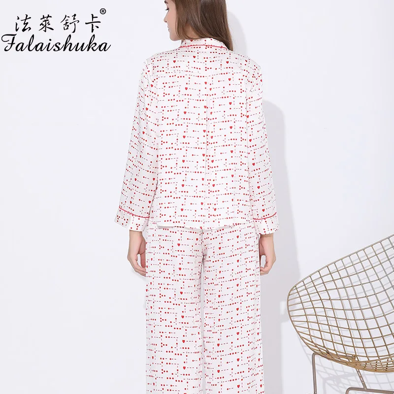 100% Silk Homewears Pajamas Sets Women Red Sexy 2021 Summer Spring Female Home Wears Two Piece Pajamas Set Sleepwear