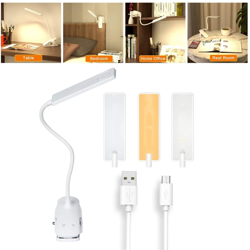 

Clip On Reading Light 28 LED Rechargeable Book Light with 3 Color x 3 Brightness Eye Protection Kids Desk Lamp Touch Light