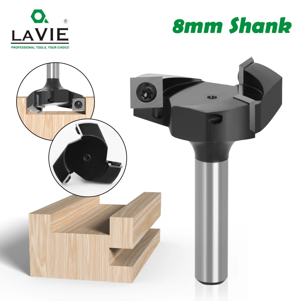 LAVIE 8mm Shank Replaceable blade Planing Bit Face End Milling Cutter Insert-Style Spoilboard CNC Surfacing Router Bits For Wood |
