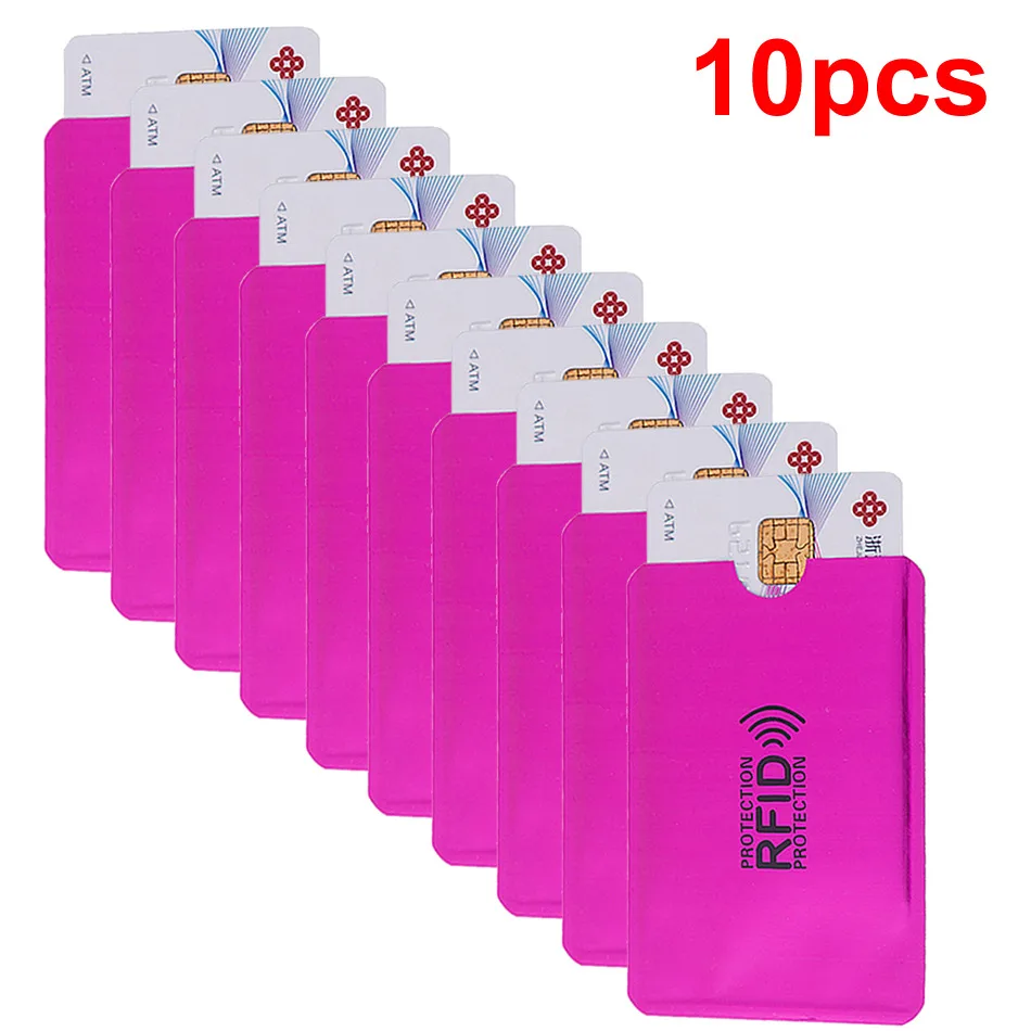 10pcs Анти Rfid кошелек Блокировка ридер замок банк держатель для карт Id банковский Чехол для карт металлический держатель для кредитных NFC алюминий 6*9,3 см - Цвет: 10pcs