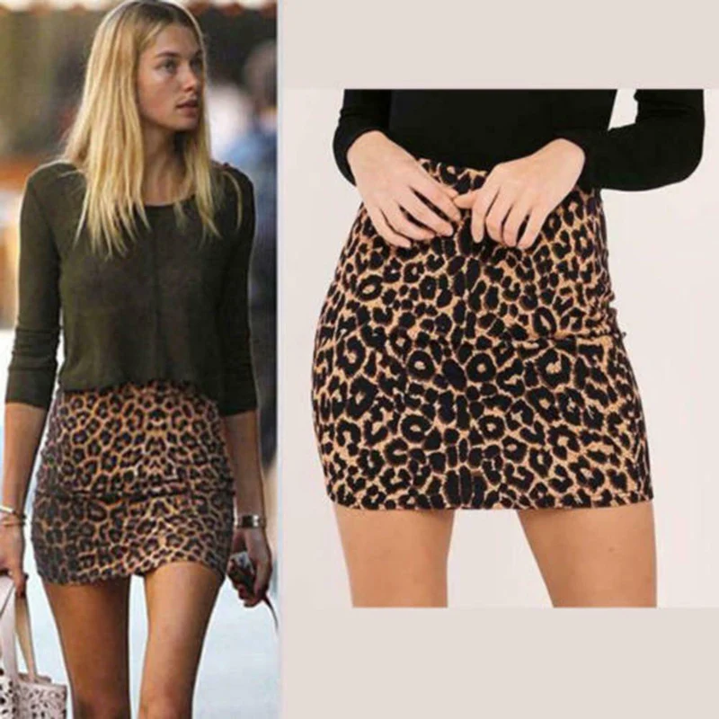 

Women's Sexy Leopard Mini Skirt Fashion Simplicity Bottom Slim Tight Skirt Print Summer Waist Floral Skirts Fashion Tight Skirt