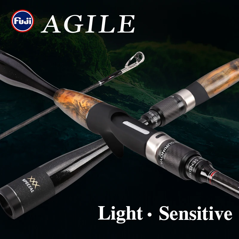 

TSURINOYA Fishing Rod AGILE L ML Ultralight X-Cross Solid Carbon Rod Fuji Accessories High Profile Spinning Baitcasting Bass Rod