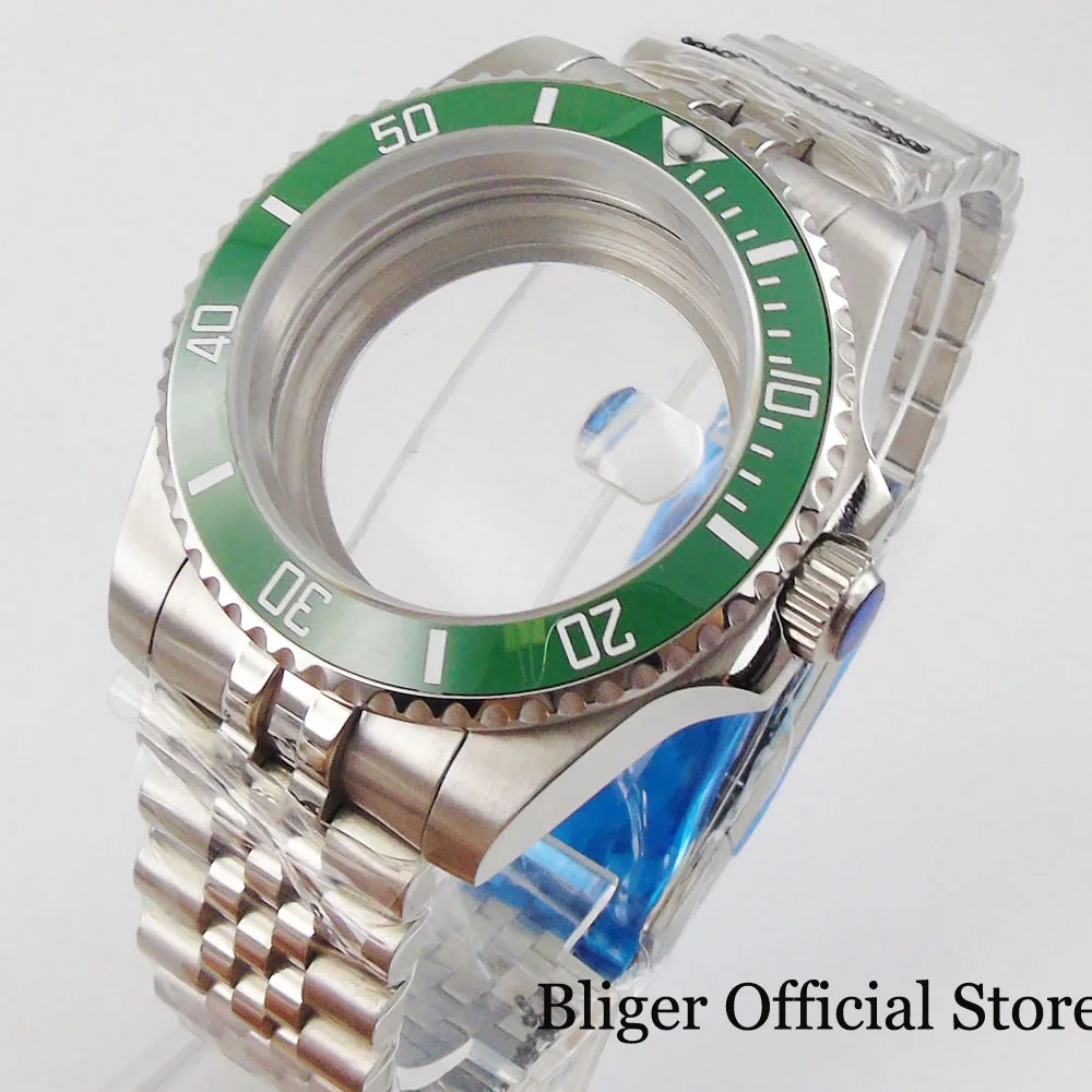

Часы BLIGER Sub Steel 40 мм, модель NH35 ETA 2836 MIYOTA 8215, Юбилейный браслет из сапфирового стекла с зеленой вставкой