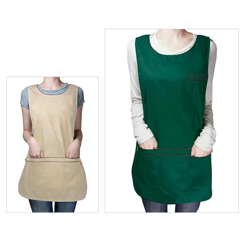 Кухонный Фартук для мужчин и женщин регулируемые пуговицы с 2 карманами рабочая