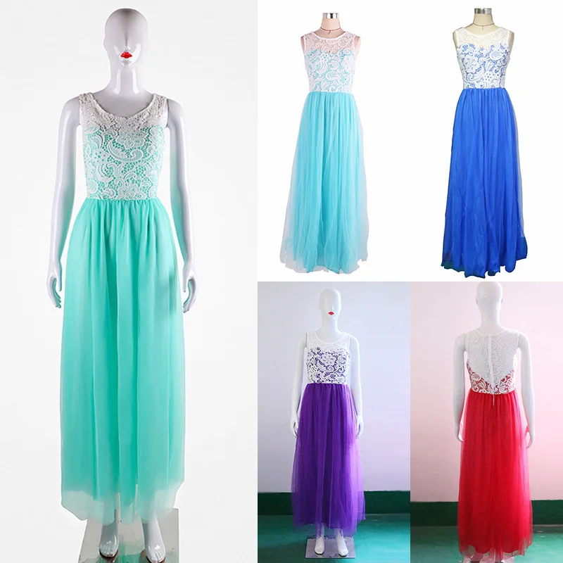 

European and American 2017 New Sleeveless Three-Layer Yarn Dress Lace Dress Popular Women's Dunhuang