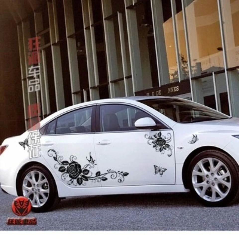 

Universal Butterfly Flower Cartoon Car Decor Stickers Assessoires Side Body Decal Side Skirt Refit Sticker Accessories