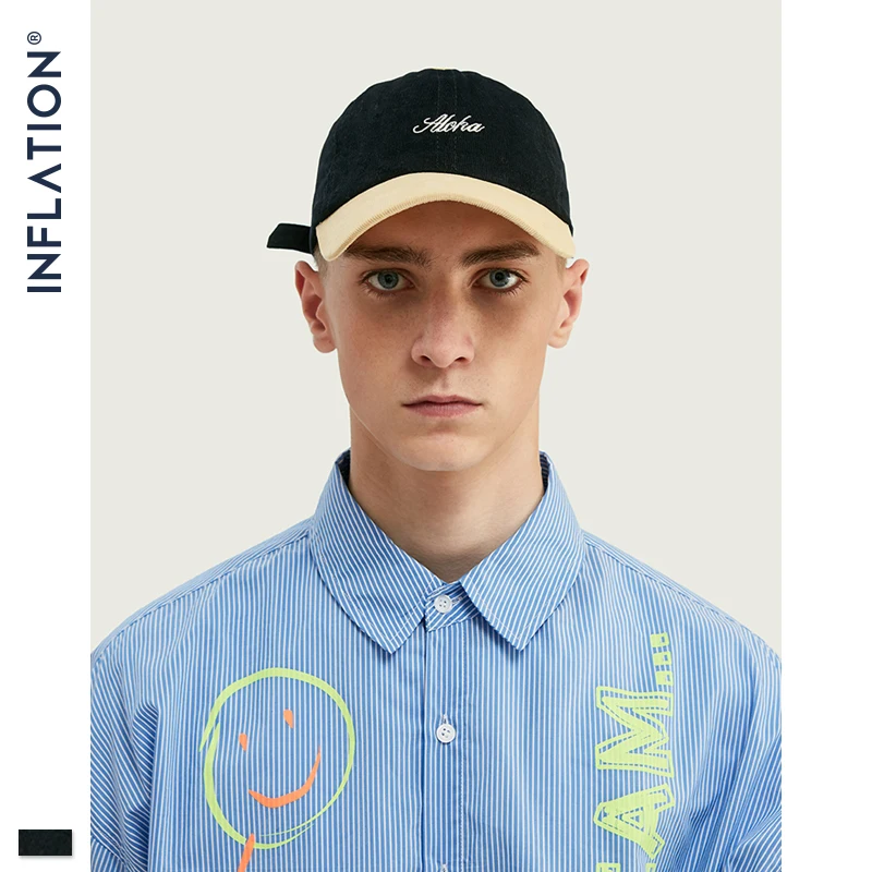 Женские и мужские повседневные бейсболки INFLATION черные регулируемые кепки в стиле