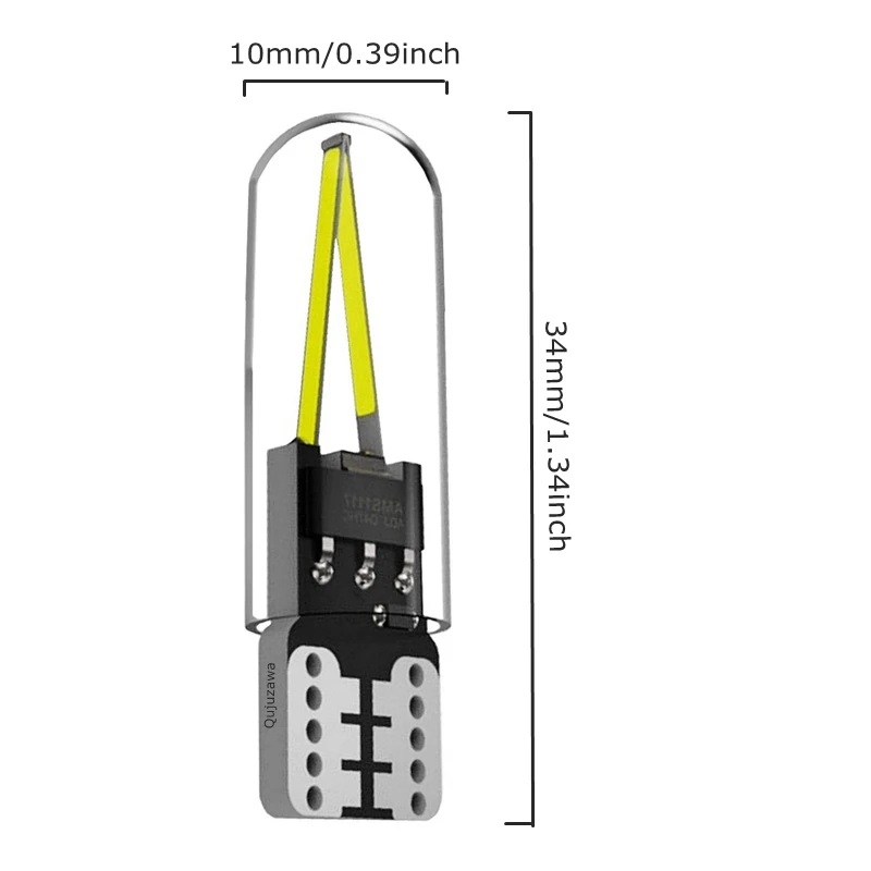 10 шт. T10 2825 WY5W W5W лампы накаливания COB Светодиодный стеклянный корпус клиновидная