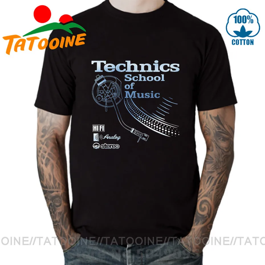 Ретро футболка Tatooine Deejay длинная для игры техника школа музыки Мужская Винтажная