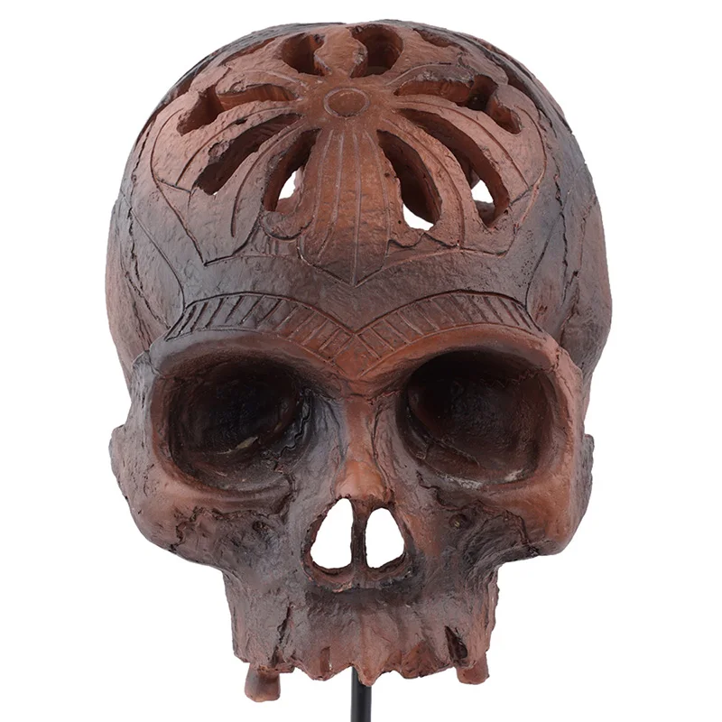 

HeyMamba Resin Human Head Skull Statues Display Skeleton Skull Sculpture Halloween Home Bar Decoration