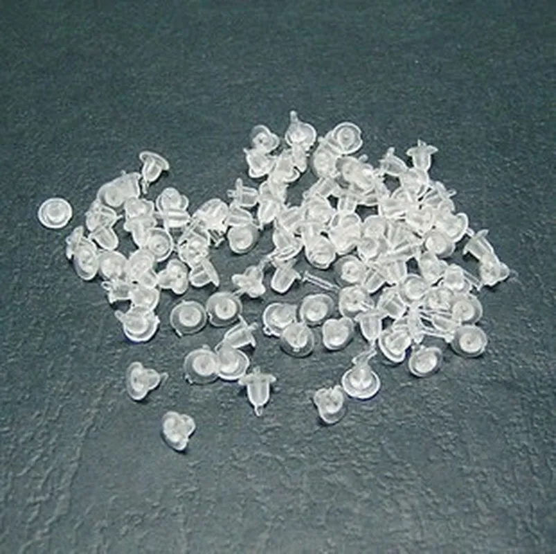 

100Pcs DIY earring ear plugs silicone transparent earring plugs plastic earrings earrings earrings accessories materials
