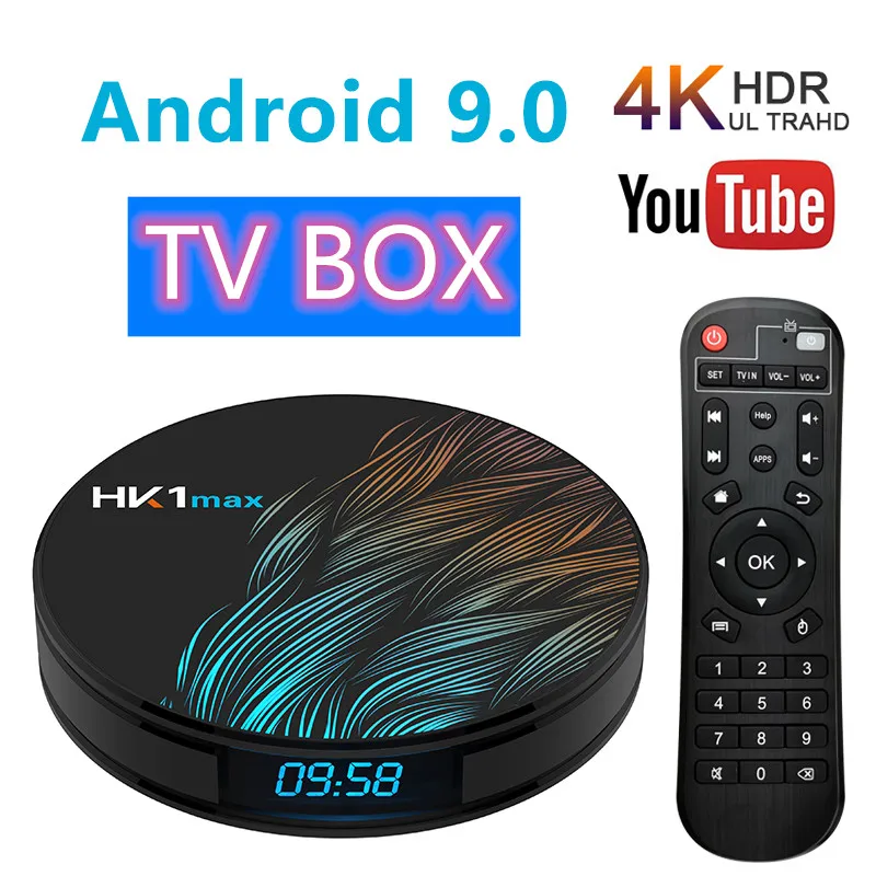 

HK1 MAX Android 9.0 Smart TV Box 2G/4G RAM 16G/32G/64G/128G ROM Quad Core 2.4G/5G Wifi BT 4.0 DDR3 4K HDR Set Top Box