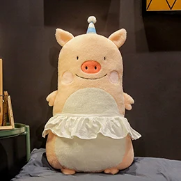 Maid pig Мультяшные лесные животные, плюшевая подушка, милая мягкая подушка, мини-кулон, фланелевые одеяла, реквизит, детская кроватка, Декор - Цвет: Maid pig