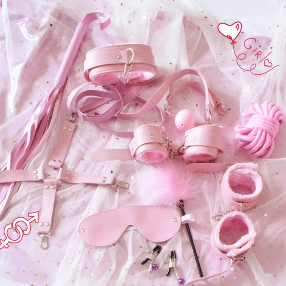 Набор для связывания наручники кляп кнут эротические игрушки взрослых интимные