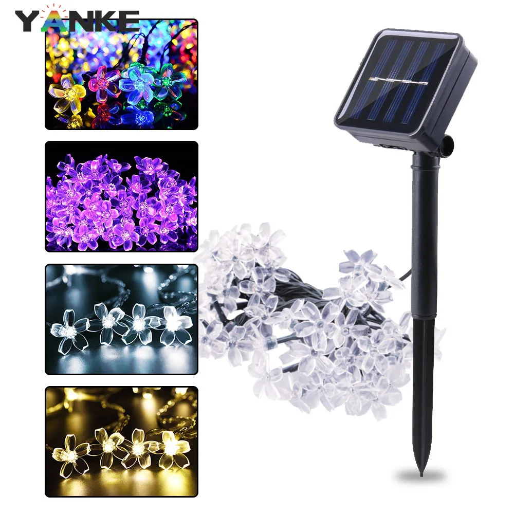 

Outdoor Solar Garland Fairy Lights Festoon String Cherry Blossom 7M 12M LED Lights For Party Christmas Wedding Garden Decoration