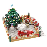 christmas tree elk gift bell santa hat friends amusement park winter village train decoration building blocks santa toys gifts