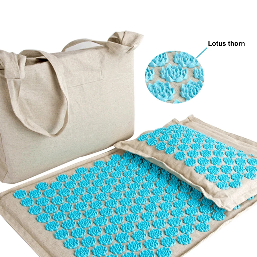 

Fiber Lotus Acupressure Mat Set Back Body Massage Mat with Pillow Relaxation Stress Relief Yoga Massager Cushion Shiatsu