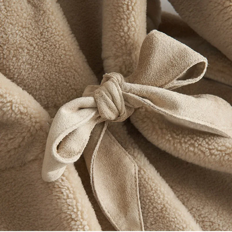 Пальто из овечьей шерсти женское осенне-зимнее теплое длинное свободное верхняя