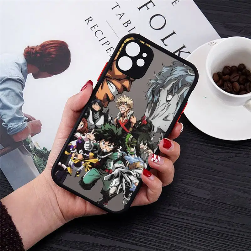 

Hero Academia japanese anime luxury Phone Cases shell matte transparent For iphone 7 8 11 12 plus mini x xs xr pro max cover