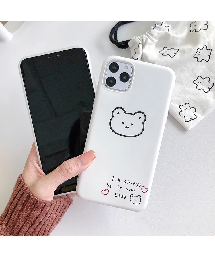 Простой Чехол для мобильного телефона с белым медведем для iPhone 11 Pro Max, силиконовый защитный чехол для iPhone X XR XS Max, мягкий чехол