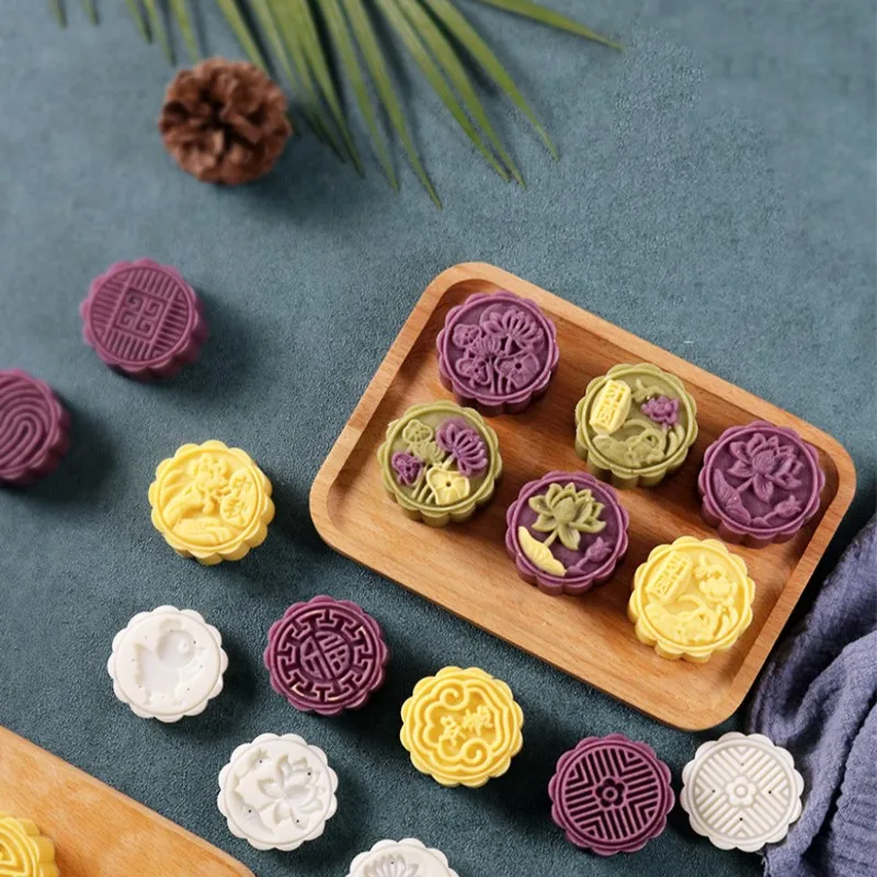 11 Styles Non-stick Mooncake Mold Hand Pressure Fondant Moon Cake Decorating Tools Cookie Cutter Pastry Baking Tool Kitchen | Дом и сад