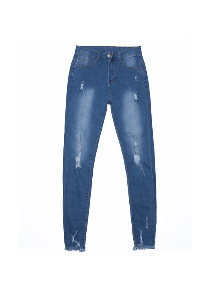 

Women Stretch Ripped Distressed Skinny High Waist Denim Pants Shredded Jeans Trousers Slim Jeggings Laides Spring Autumn Wear