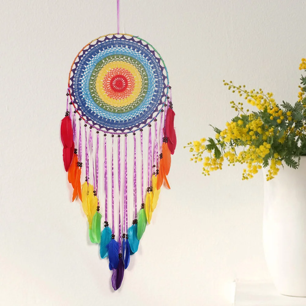 

40cm Big Size Wedding Backdrop Macrame Dream Catcher Aesthetic Room Decor Bohemia Ornament Wind Chimes Hanging Decorations