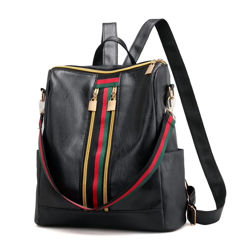 

Women's bags new backpacks designer red green stripes summer fashion large capacity bag simple college style casual