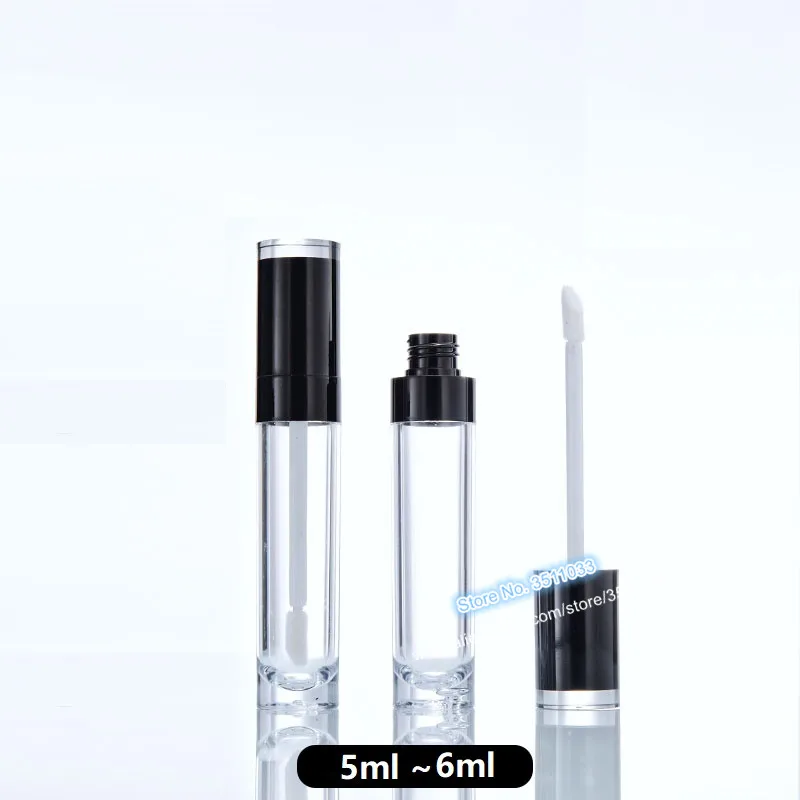 Новинка 5 мл Прозрачная Круглая пустая трубка для блеска губ черная прозрачная