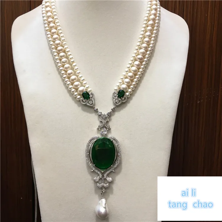 Роскошное многослойное ожерелье цепочка с натуральным жемчугом|necklace jewelry|fashion