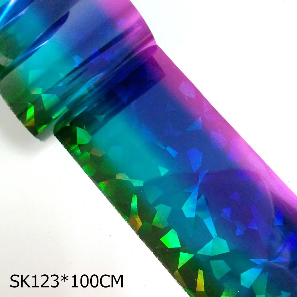 SK123 100 см/шт. голографическая разбитая стеклянная Фольга для перевода на ногти голографическая черная наклейка для ногтей легкие DIY лазерные советы для дизайна ногтей - Цвет: SK123