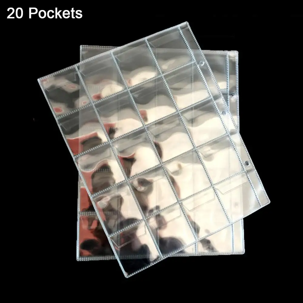 20 Pockets Coin 10 шт. детектор денежных банкнот Бумага деньги страницы альбома сбора держатель рукава 3-слотовый отрывными листами лист альбом защиты - Цвет: 20 Pockets Coin