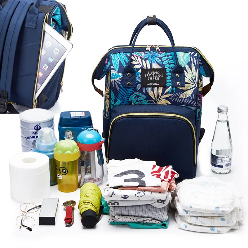 

Anti-theft Maple Leaf Mommy Bag Fashion Printed Nylon Multi-purpose Large Capacity Backpack Mother and Baby Bag