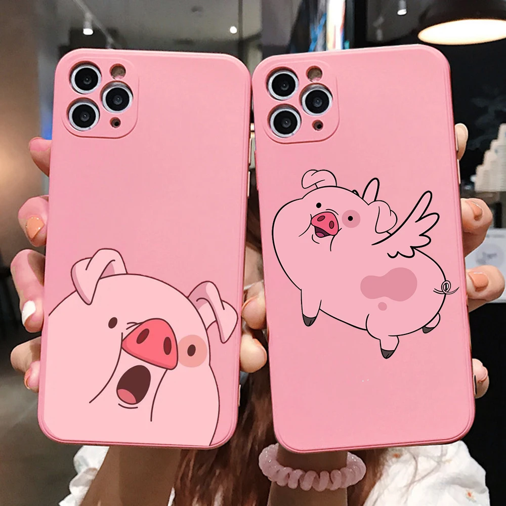 

PUNQZY Animal Elements Phone Case For iPhone 13 12 11 Pro MAX XR XS MAX 6 8 7 Plus 5S Cute Pig Soft TPU Colored Silicone Cover