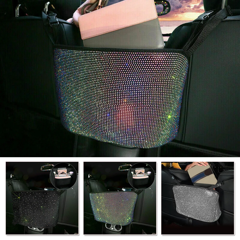 

Diamante Car Storage Bag Hanging Shiny Storage Pocket Trunk Compartment