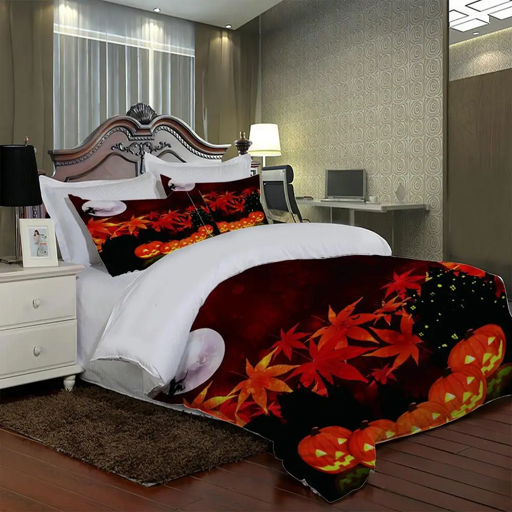 Пододеяльник с кленовыми листьями и головой тыквы односпальная двуспальная