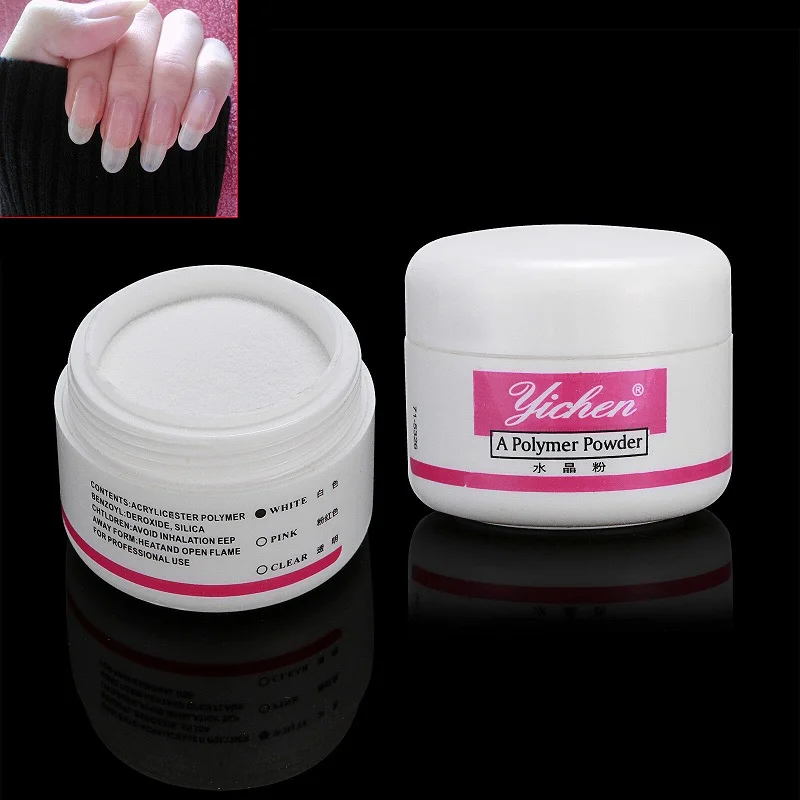 3 цвета акриловая пудра 3D Типсы для ногтей Блестящий прозрачный розовый белый