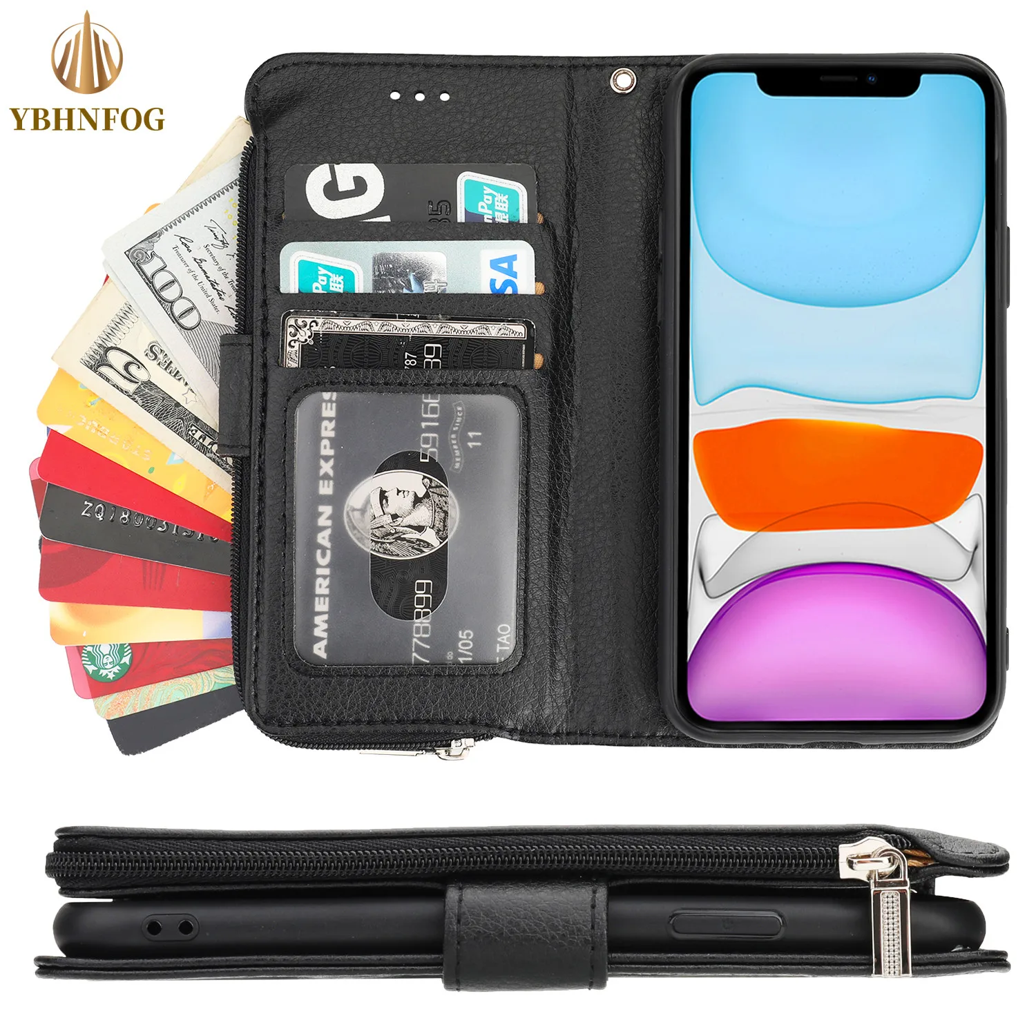 

Luxury Zipper 10 Card Slots Leather Flip Phone Case For Huawei P30 Lite P40 Pro Plus Mate 20 Pro Mate 30 Lite Wallet Stand Cover