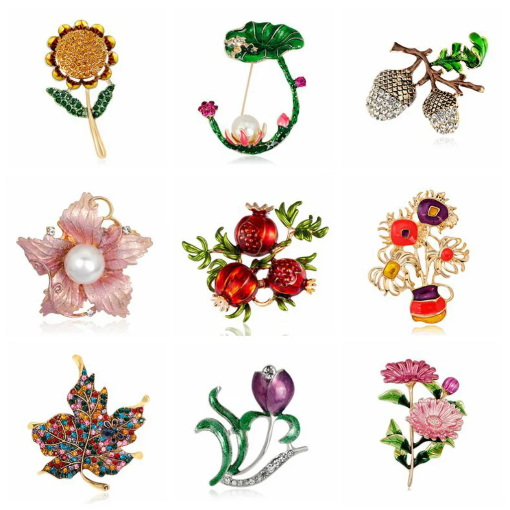 Женская Брошь в виде подсолнуха кленового листа кактуса граната тюльпана