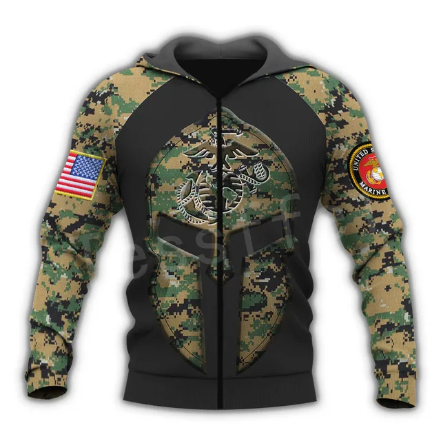 

America Marine Camo Skull Pullover Soldier Army NewFashion Harajuku 3DPrint Zip/Hoodie/Sweatshirt/Jacket/Men/Women