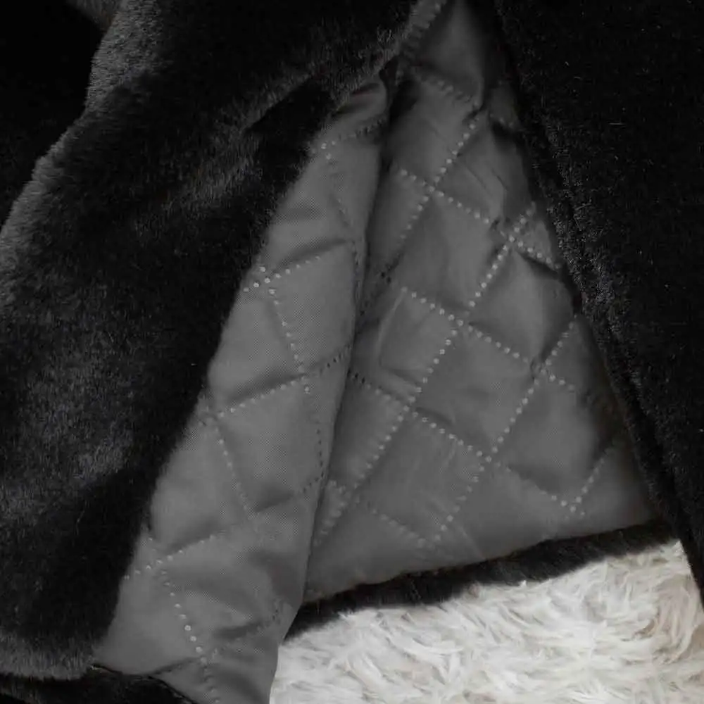 

Winter Women High Quality Faux Rabbit Fur Coat Luxury Long Fur Coat Loose Lapel OverCoat Thick Warm Plus Size Female Plush Coats