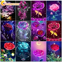 chenistory painting by numbers diy handpainted oil painting rose picture paint adults kit drawing on canvas home decoration gift