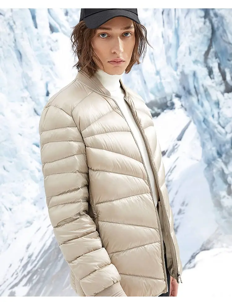 JackJones Для мужчин зимняя куртка Бейсбольным воротником короткая теплая куртка-пуховик 218412507