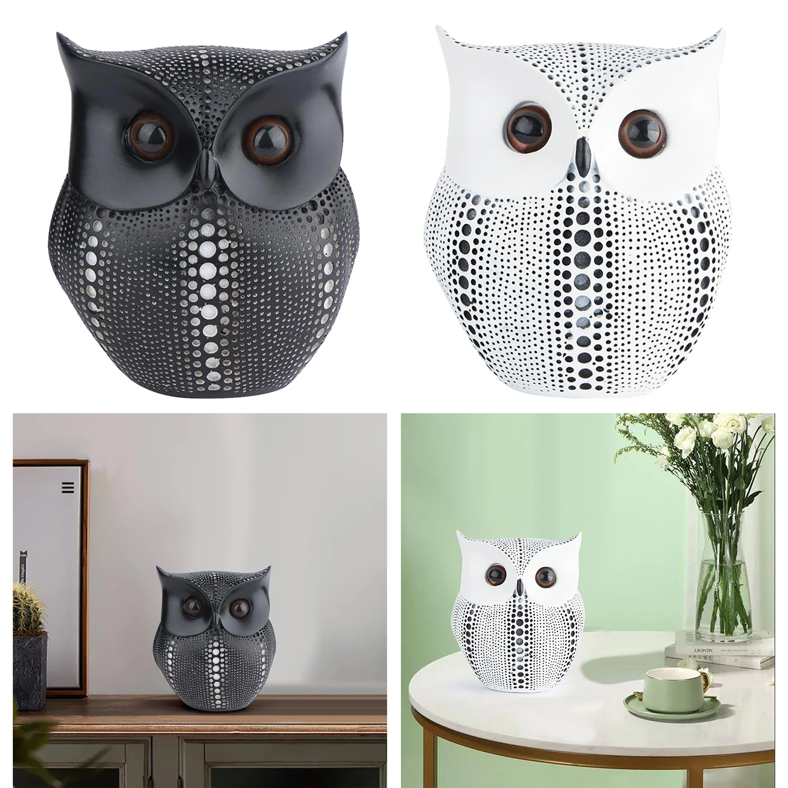 

Resin Sculpture Accent Piece, Modern Owl Shaped Decorative Object for Home,