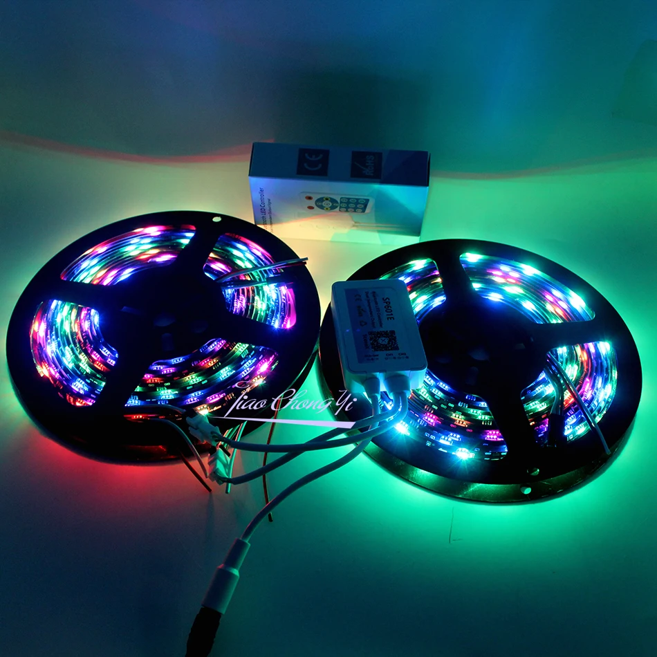 

5M 10M SP601E Bluetooth RF Music Control Dream Color 12V WS2811 30LED/M RGB Dream full color LED Strip with 12V LED POWER
